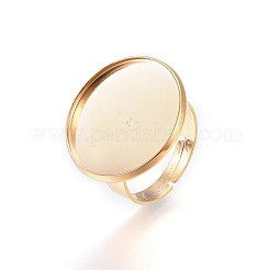 Adjustable 201 Stainless Steel Finger Rings Components&nbsp;X-STAS-G187-01G-20mm