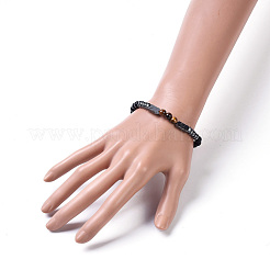 Natural Black Agate(Dyed) & Mixed Stone Beads Stretch Bracelets&nbsp;BJEW-JB04219