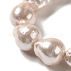 電気メッキガラス模造真珠ビーズ連売り  ナゲット  ABカラーメッキ  桃パフ  14~16x12~13mm  穴：1.2mm  約27個/連  15.75''（40センチメートル）&nbsp;BSHE-G035-01A-07-1
