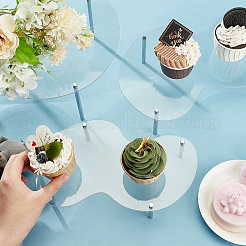 3セット3スタイルのアクリルカップケーキライザーホルダー  アクリル製デザートディスプレイスタンド、ステンレススチールバー付き  透明  24.7~39.4x13~25x5~10cm  1セット/スタイル&nbsp;ODIS-FG0001-71