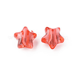 透明なアクリルビーズ  スター  サクランボ色  9x9.5x5.5mm  穴：2mm  約2000個/500g&nbsp;MACR-S373-45-B06