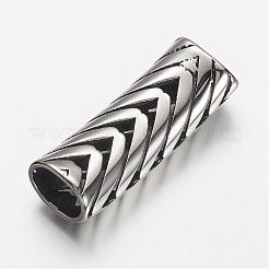304ステンレススチールスライドチャーム  矢印の付いた四角形  アンティークシルバー  42.5x15x11mm  穴：7x12mm&nbsp;STAS-D166-62AS