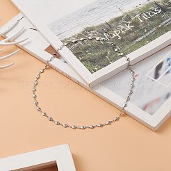 変色しない304ステンレススチール製ハートチェーンネックレス（女性用）  ステンレス鋼色  17-3/4インチ（45cm）&nbsp;NJEW-TA00061