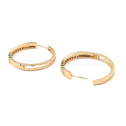 Brass Cubic Zirconia Hoop Earrings&nbsp;EJEW-D078-22KCG