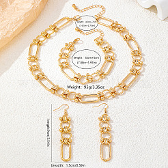 Women's Iron Oval Link Necklaces & Bracelets & Dangle Earrings Sets&nbsp;WGCC5AB-01