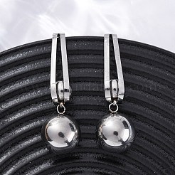 304ステンレススチールラウンドダングルスタッドピアス  ステンレス鋼色  47.5x14mm&nbsp;EJEW-Z098-31P