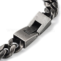 304ステンレススチール製キューバンリンクチェーンブレスレット（男女兼用）  ガンメタ色  8-1/2インチ（21.7cm）&nbsp;BJEW-D031-07B