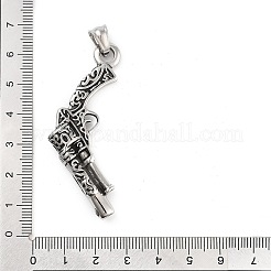 レトロな304ステンレススチールペンダント  ガンチャーム  アンティークシルバー  50x37.5x8.5mm  穴：6x5mm&nbsp;STAS-I205-06AS-B