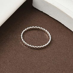 925 Sterling Silver Flat Beaded Finger Rings for Women&nbsp;RJEW-NH0002-01A-S