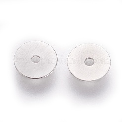 変色しない316サージカルステンレススチールビーズ  ヒシビーズ  フラットラウンド/ディスク  ステンレス鋼色  5x0.2mm  穴：0.8mm&nbsp;X-STAS-I118-12P-02