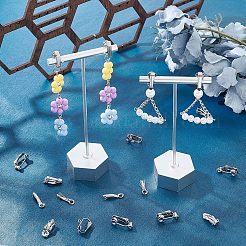 50Pcs 5 Style 201 & 304 Stainless Steel Clip-on Earring Converters Findings&nbsp;STAS-UN0038-19