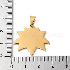 ステンレスペンダント201個  レーザー切断  蓮のチャーム  ゴールドカラー  25x26x1.5mm  穴：7mm&nbsp;STAS-D041-16G