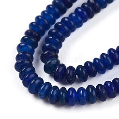 染め加工天然石ホワイトジェイドビーズ連売り  ロンデル  ダークブルー  4~5x2~3mm  穴：0.8mm  約142~150個/連  14.57~14.96''（37~38センチメートル）&nbsp;G-T139-57A-03