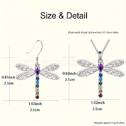トンボ合金ラインストーンペンダントネックレス＆ダングルイヤリングセット  プラチナ  450mm&nbsp;FS-WGD83DF-01