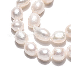 天然養殖淡水パールビーズ連売り  研磨両側  乳白色  7.5~12x7~8.5x5~8mm  穴：0.6mm  約19~20個/連  6.89~7.09インチ（17.5~18cm）&nbsp;PEAR-N028-06