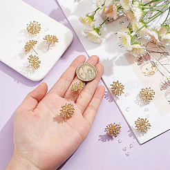 真鍮の枝型スタッドピアス金具10個  30個のプラスチック製イヤーナット付き  ニッケルフリー  18KGP本金メッキ  20~21x20~21mm  穴：1.2mm  ピン：0.8mm&nbsp;KK-BC0008-79