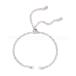 2Pcs 2 Colors 304 Stainless Steel Textured Cable Chain Slider Bracelet Making&nbsp;AJEW-JB01343