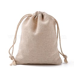 コットンラッピングポーチ巾着袋  小麦  15x12cm&nbsp;X-ABAG-R011-12x15