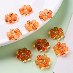 透明なアクリルビーズフレーム  花  ダークオレンジ  16.5x15.5x6mm  穴：2mm  約674個/500g&nbsp;TACR-S153-01A-84