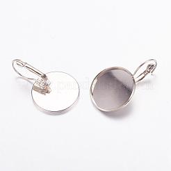 真鍮フレンチフックピアスセッティング  鉛フリーとニッケルフリー  プラチナ  トレイ：20mm  32mm&nbsp;KK-C1244-20mm-P-FF