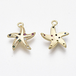 Brass Micro Pave Cubic Zirconia Charms&nbsp;X-KK-R132-014-NF