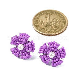 Daisy Glass Seed Beaded Stud Earrings&nbsp;EJEW-MZ00334-04