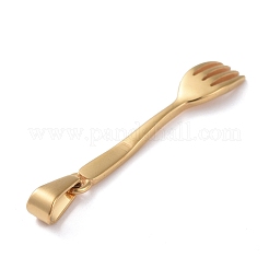 304ステンレスペンダント  フォーク形状  ゴールドカラー  34x6.5x3mm  穴：8x3mm&nbsp;STAS-I127-090G
