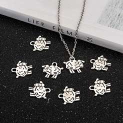 チベットスタイル亜鉛合金羊のペンダント  アンティークシルバー  15x15x2mm  穴：2mm&nbsp;PALLOY-F009-03