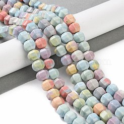天然レインボーアラシャン瑪瑙ランタンビーズ連売り  染め  多面カット  ロンデル  ミックスカラー  9x9.5~10.5x9.5~10.5mm  穴：0.7mm  約44個/連  15.75インチ（40cm）&nbsp;G-NH0022-B01-02