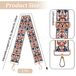 エスニックスタイルのコットン刺繍入り調節可能なバッグストラップ  バッグストラップの交換  サドルブラウン  1300x50mm&nbsp;FIND-CN0002-37B