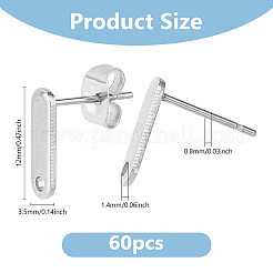 60Pcs 201 Stainless Steel Stud Earring Findings with Hole&nbsp;FIND-DC0006-59