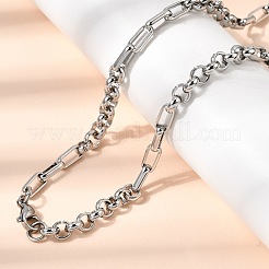 304ステンレススチールリンクチェーンブレスレット＆ネックレスジュエリーセット  カニカン付き  ステンレス鋼色  600mm&nbsp;SJEW-L199-17P