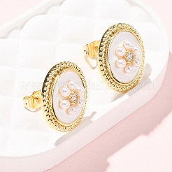 Brass Micro Pave Clear Cubic Zirconia Stud Earrings&nbsp;KK-CBADE12-06G