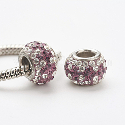 オーストリアクリスタルヨーロピアンビーズ  大穴ビーズ  スターリングシルバーコア925個  ロンデル  ミックスカラー  11x7.5mm  穴：4.5mm&nbsp;STER-E049-D
