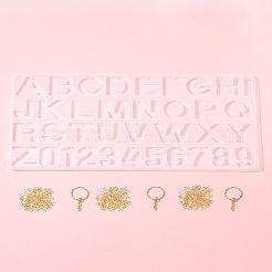 Diyキーホルダー作成キット  アルファベットのa～zと数字の0~9のペンダントDIYシリコン型を含む  真鍮のピアスフックと鉄のスプリットキーリングとオープン丸カン  ゴールドカラー  192x360x2mm&nbsp;DIY-FS0008-25