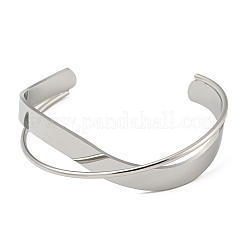変色しない304ステンレススチールのプレーンカフブレスレット  ステンレス鋼色  内径：2-3/8インチ（6cm）&nbsp;BJEW-B076-02P