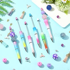 DIY ビーズペンセット  ABSプラスチックボールペンとボールペンリフィルを含む  シリコンと鉄のラインストーンビーズ  合金カニカンとエナメルペンダント  フェイクスエードタッセル  ミックスカラー  ペン：148x12mm  4色  1pc /カラー  4pc&nbsp;DIY-FS0009-36
