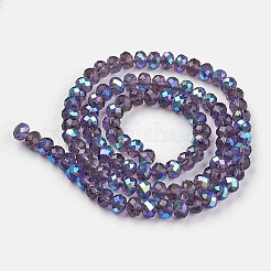 電気メッキガラスビーズセット  半分虹メッキ  多面カット  ロンデル  インディゴ  2.9~3.3x2mm  穴：0.8mm  約135~140個/連  32~34cm&nbsp;LS-EGLA-A034-T2mm-L13