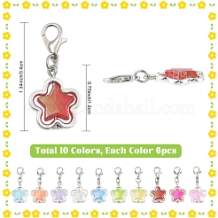 60Pcs 10 Styles Alloy & Acrylic Pendant Decorations&nbsp;HJEW-YW00438