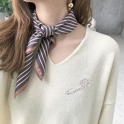 合金ブローチ  ラインストーン付き  プラチナ  17~23x65~67x5mm  6個/セット&nbsp;JEWB-PH0001-02B