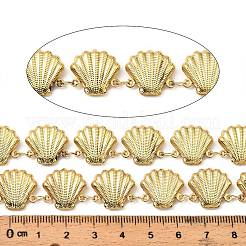 304ステンレススチールシェルシェイプリンクチェーン  ハンダ付け  スプールで  ゴールドカラー  15x16x4.5mm&nbsp;CHS-G042-05G