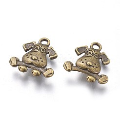 チベット風子犬ペンダント  カドミウムフリー＆ニッケルフリー＆鉛フリー  ビーグル犬チャーム  アンティークブロンズ  16x15x3.5mm  穴：2mm&nbsp;X-TIBEP-R166-AB-FF