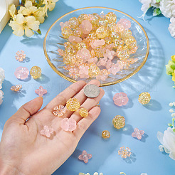 104個5スタイルアクリルビーズ  ABカラーメッキ  花  ミックスカラー  11.5~19.5x6~11.5mm  穴：1.5~2.5mm  10個/スタイル&nbsp;OACR-TA0004-52