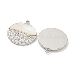 304ステンレスペンダント  シェルと  フラットラウンドのチャーム  ステンレス鋼色  18.5x16x2mm  穴：1.6mm&nbsp;STAS-L278-112P