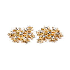 合金クリスタルラインストーンペンダント  スノーフレークチャーム  ゴールドカラー  21x16x2.5mm  穴：2mm&nbsp;ALRI-K049-01G