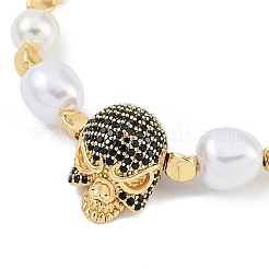 Rack Plating Brass Micro Pave Cubic Zirconia Charm Bracelets&nbsp;BJEW-P341-14G