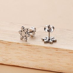 クリスマススノーフレーク304ステンレススチールスタッドピアス  ステンレス鋼色  10x9mm&nbsp;FS-WG2939F-01