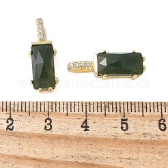 Brass Micro Pave Cubic Zirconia and Natural Moss Agate Pendants&nbsp;KK-F892-45G-02