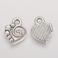 合金ペンダント  カドミウムフリー＆鉛フリー  ハート  アンティークシルバー  13x10x2mm  穴：2mm&nbsp;PALLOY-2391-AS-LF