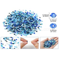 混合スタイルのガラスビーズ  多面カット  双円錐形  透明  4x4mm  穴：1mm  約500個/セット&nbsp;GLAA-YWC0003-01A